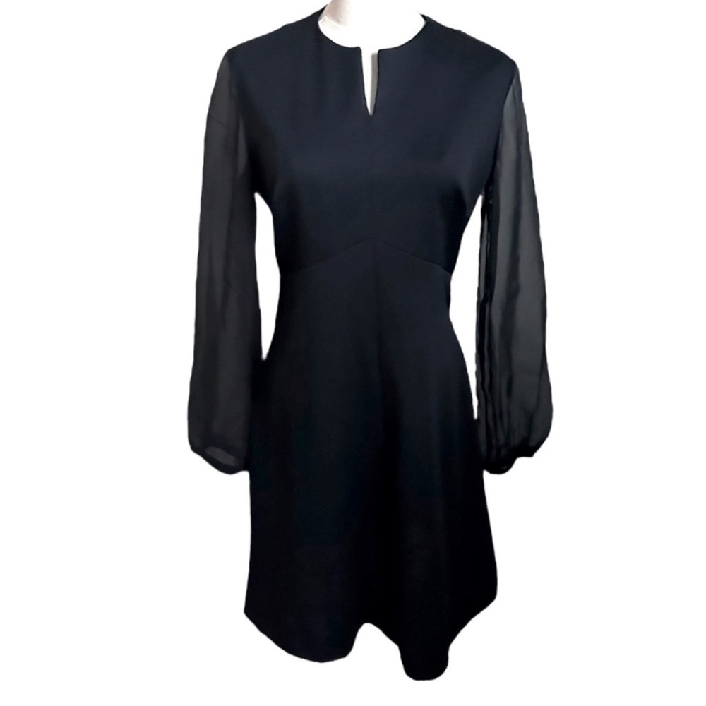 Vintage 60s / 70s Black Sheer Puff Sleeve Dress size women’s Medium / 12